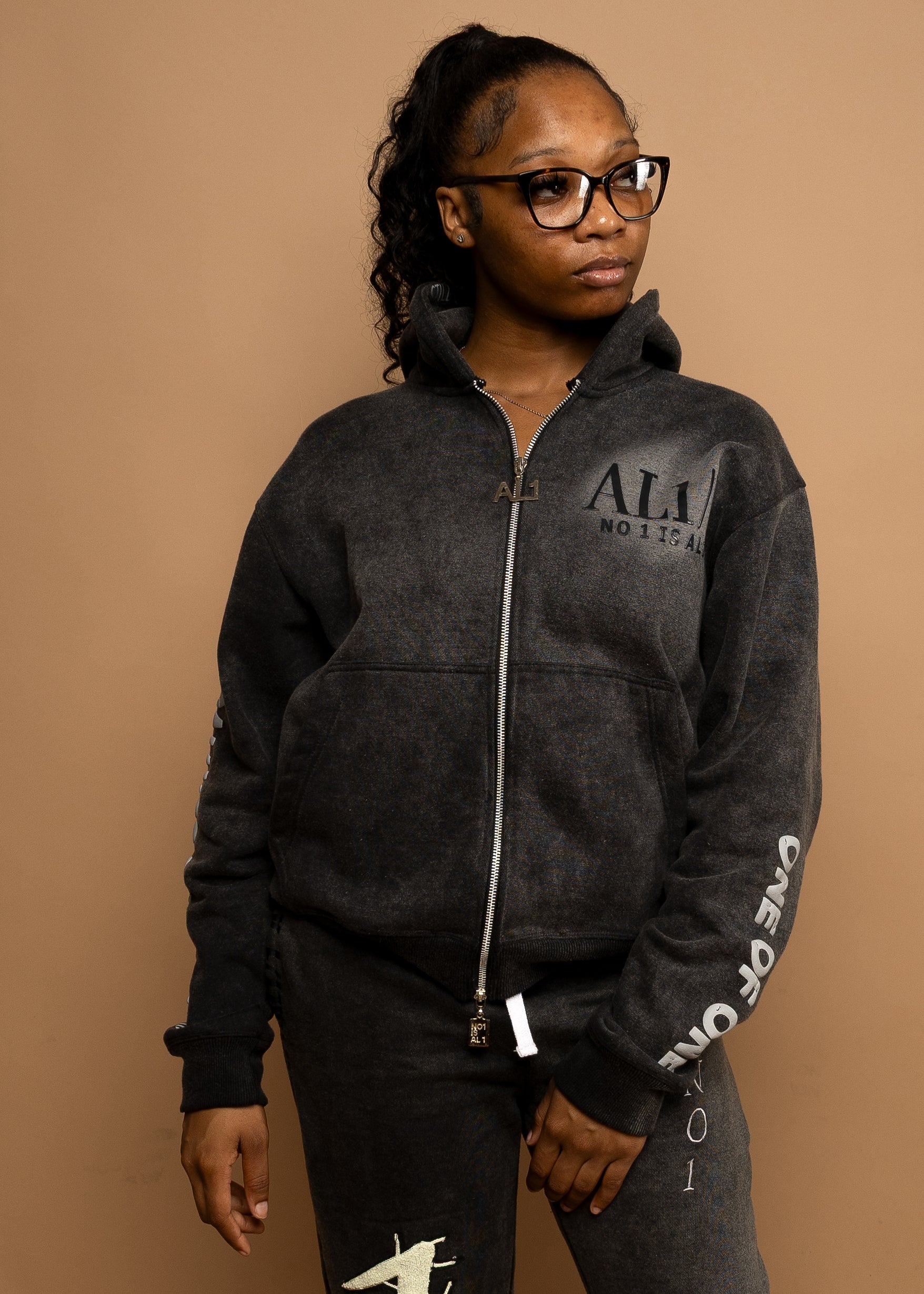 The One Survivor Zip up Hoodie- Washed Grey – Al1one