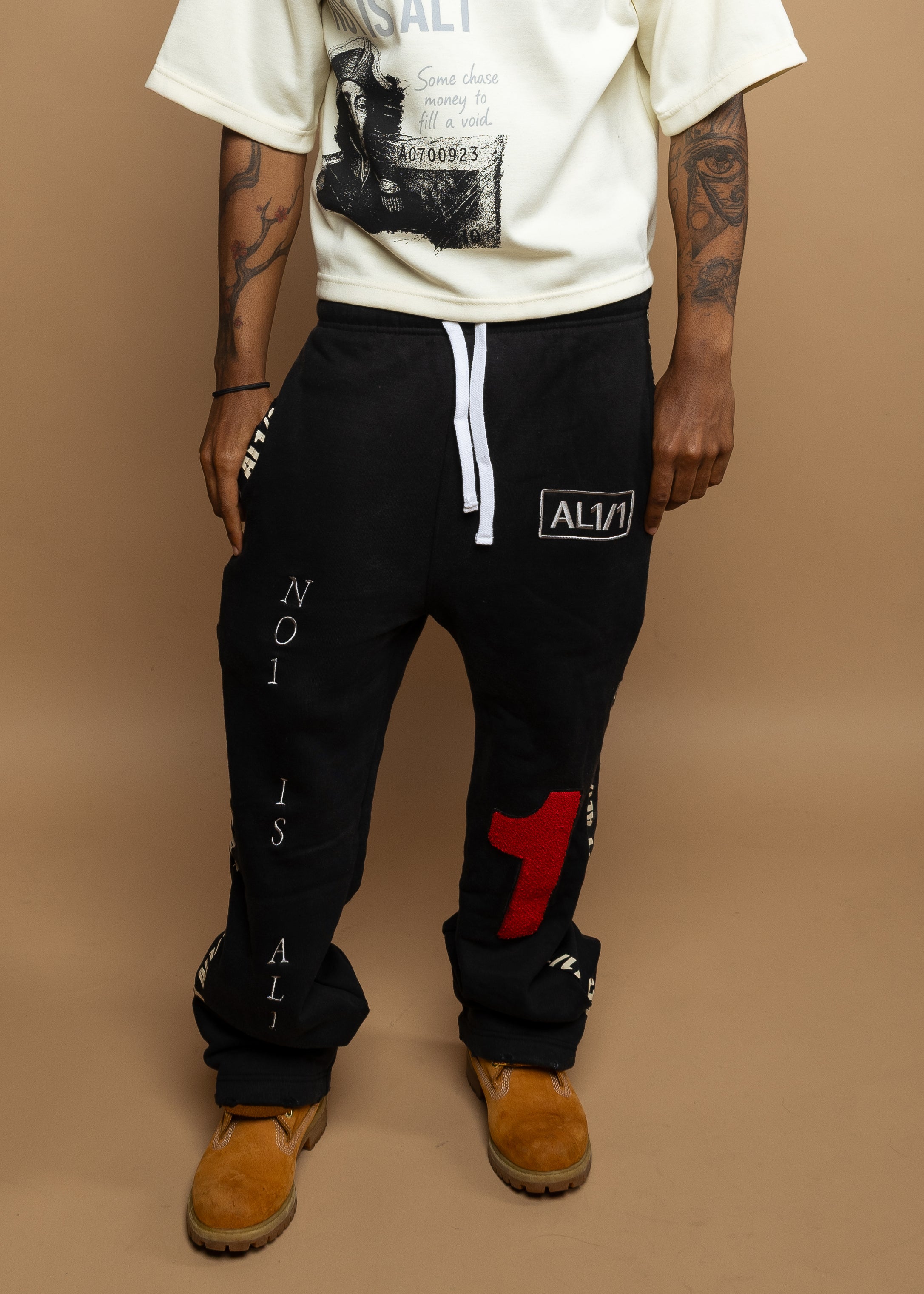 One of One Sweatpant- Washed Black/ Distressed