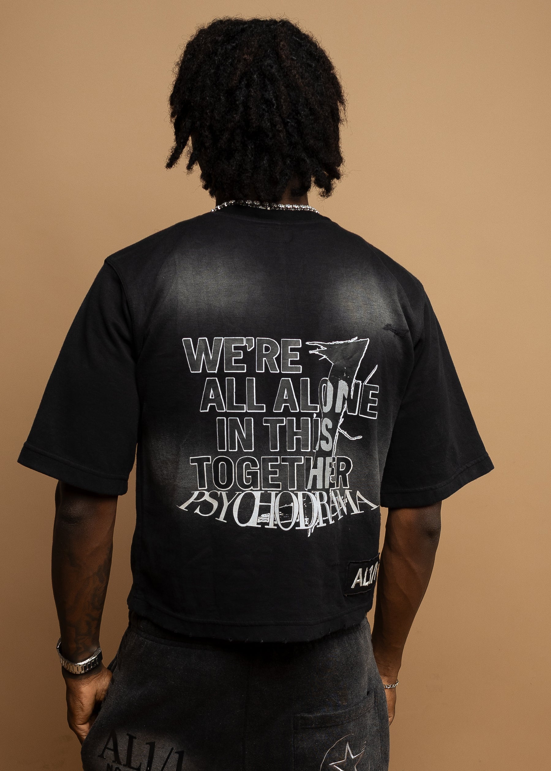 Psychodrama Tee- Washed Black/ Distressed