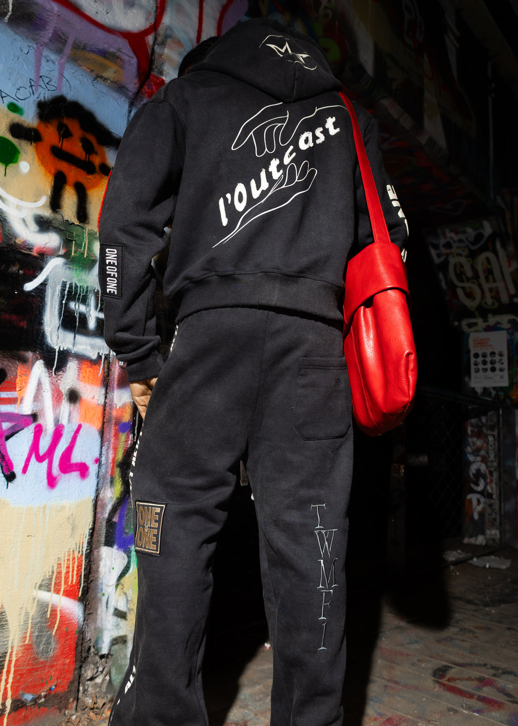 One of One Zip Up Hoodie- Washed Black/ Distressed