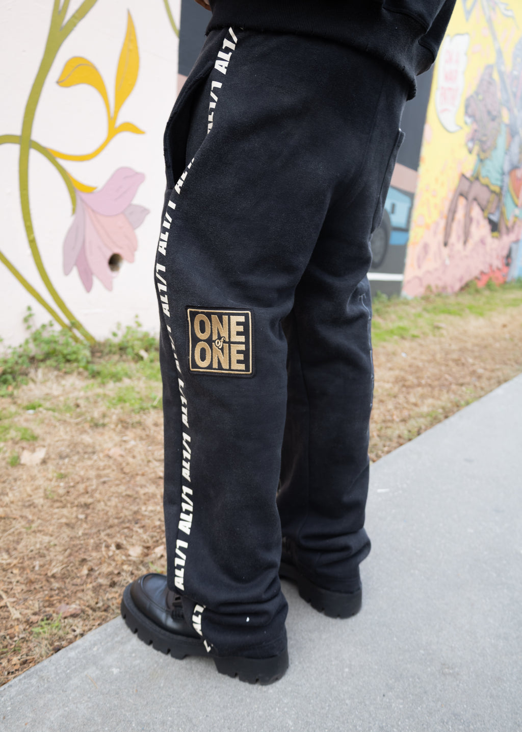 One of One Sweatpant- Washed Black/ Distressed