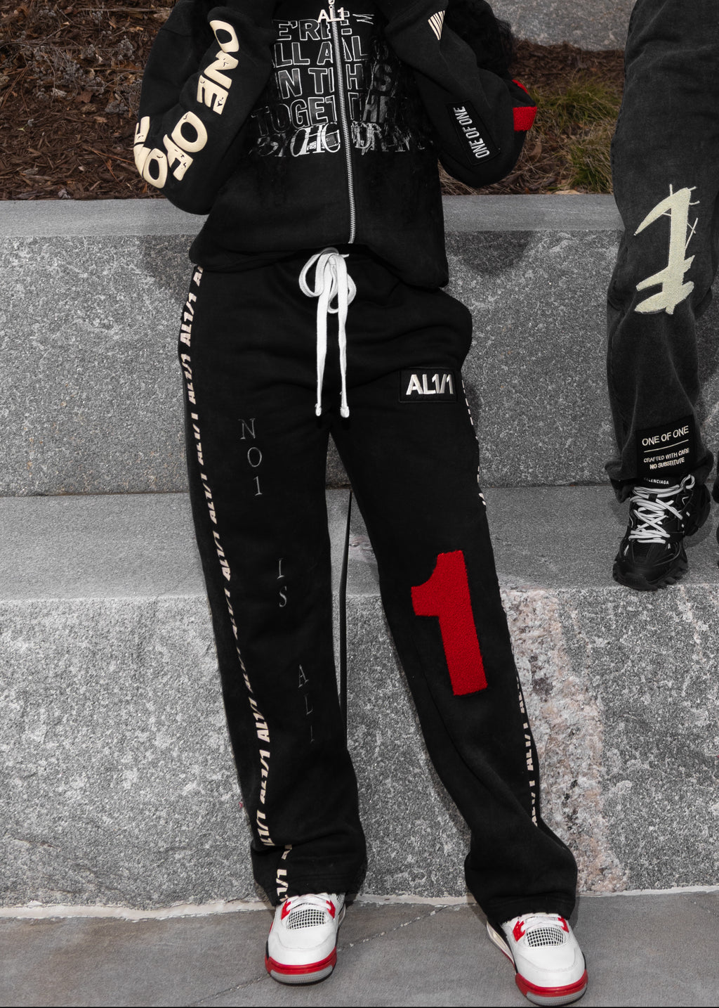 One of One Sweatpant- Washed Black/ Distressed