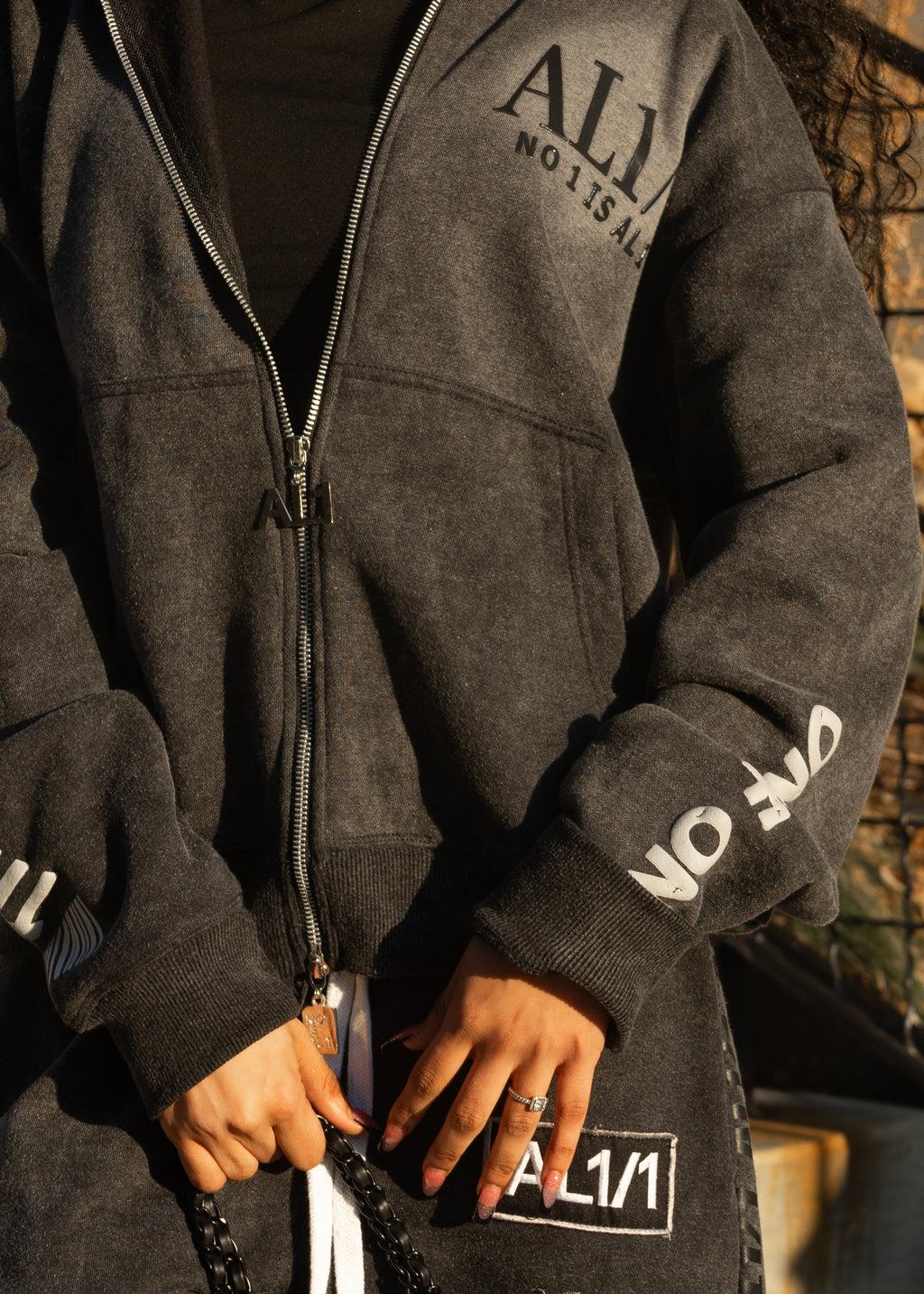 The One Survivor Zip up Hoodie- Washed Grey